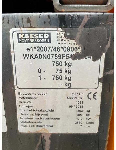 Máy nén khí Kaeser M27 Kubota 2,7 m3 / min 7 Bar 18 kW Mobiele Silent Diesel Compressor: hình 10