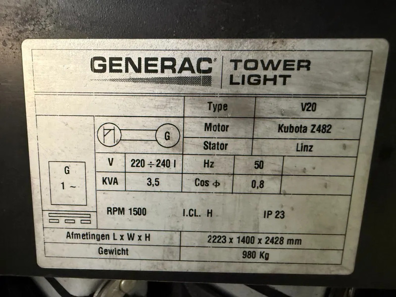 Kubota Generac V20 TowerLight 9 meter LED Lichtmast Aggregaat - Tháp thắp sáng: hình 4 Kubota Generac V20 TowerLight 9 meter LED Lichtmast Aggregaat - Tháp thắp sáng: hình 4