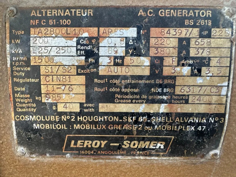 Renault Berliet Leroy Somer 250 kVA noodstroom aggregaat generatorset 148 hours - Bộ phát điện: hình 3 Renault Berliet Leroy Somer 250 kVA noodstroom aggregaat generatorset 148 hours - Bộ phát điện: hình 3