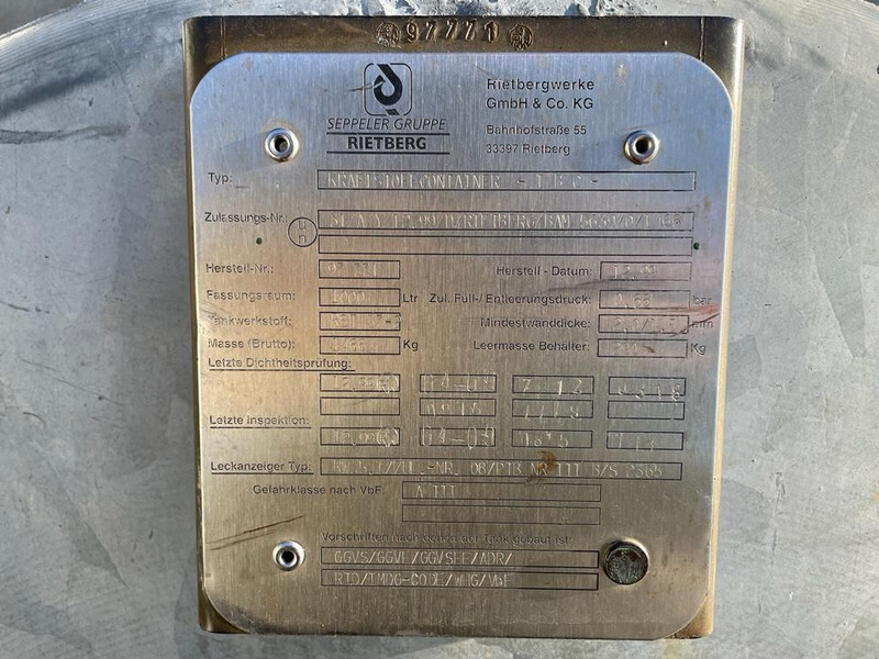 Bồn chứa dieseltank Rietberg 1000 liter Dieseltank Gegalvaniseerd: hình 6