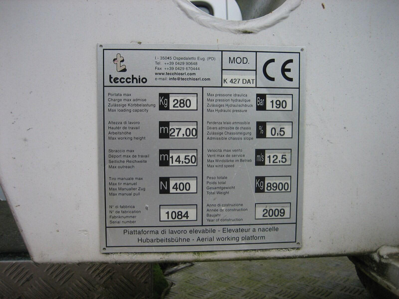 Mercedes-Benz Atego 1324 Bucket truck - Tecchio 27 m - Nền bục trên không gắn trên xe tải: hình 3 Mercedes-Benz Atego 1324 Bucket truck - Tecchio 27 m - Nền bục trên không gắn trên xe tải: hình 3