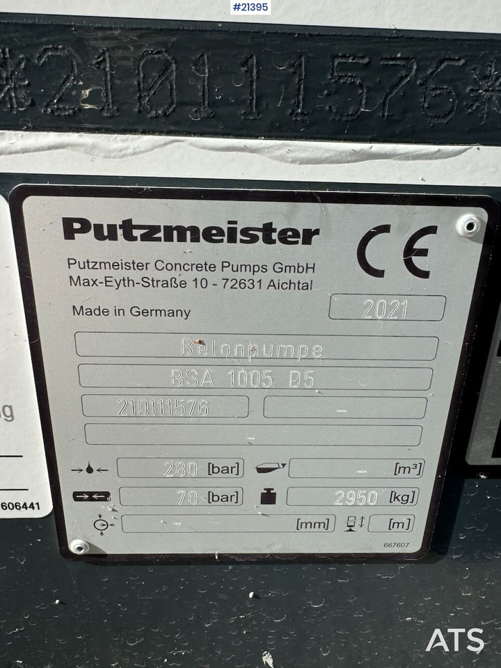 Máy bơm bê tông tĩnh Putzmeister BSA 1005 D5: hình 25