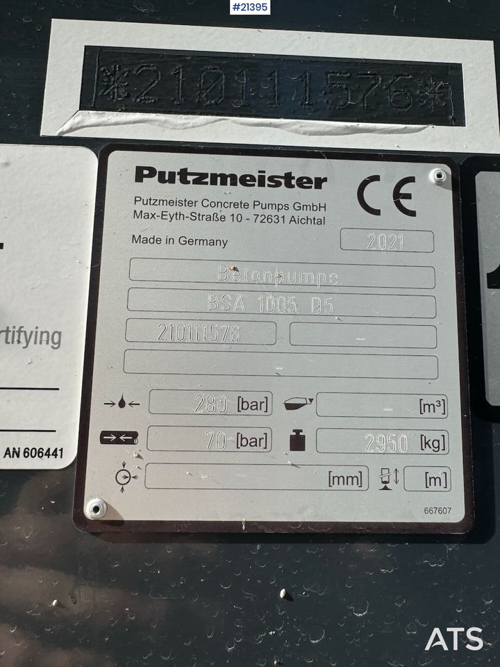 Máy bơm bê tông tĩnh Putzmeister BSA 1005 D5: hình 24