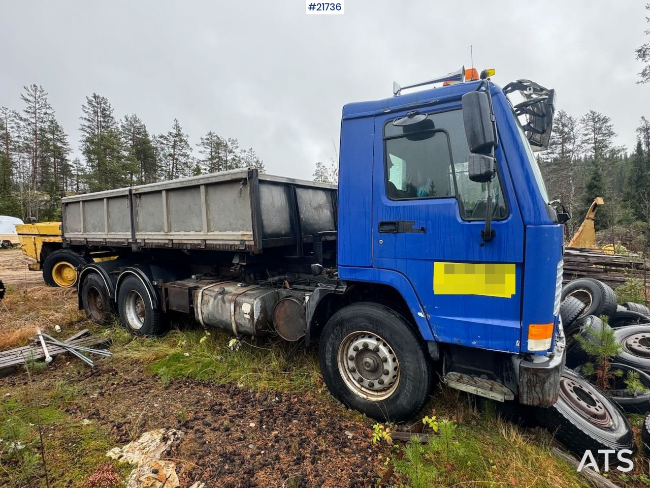 Volvo FL12 m/ 22 t/m Palfinger kran, tømmerflak, Dumperkasse og plan. - Xe cẩu tự hành: hình 1 Volvo FL12 m/ 22 t/m Palfinger kran, tømmerflak, Dumperkasse og plan. - Xe cẩu tự hành: hình 1