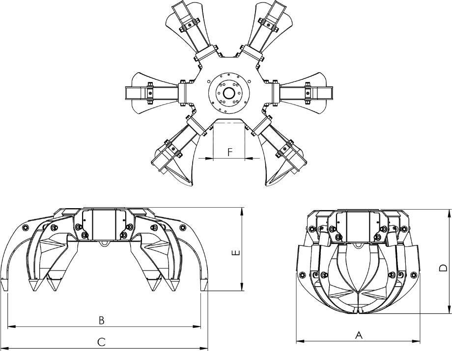 Asymmetric polyp grabs PLP-Z 320/6 - Nho táo cho Cẩu gấp: hình 3 Asymmetric polyp grabs PLP-Z 320/6 - Nho táo cho Cẩu gấp: hình 3