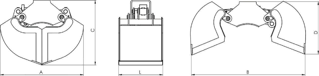 Clamshell bucket with sidewalls BV-L 320 - Xô vỏ sò cho Cẩu gấp: hình 3 Clamshell bucket with sidewalls BV-L 320 - Xô vỏ sò cho Cẩu gấp: hình 3