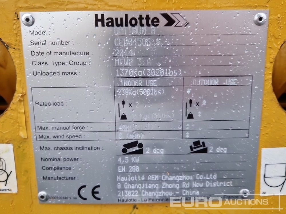 Nền bục trên không 2014 Haulotte Optimum 8: hình 22 Nền bục trên không 2014 Haulotte Optimum 8: hình 22