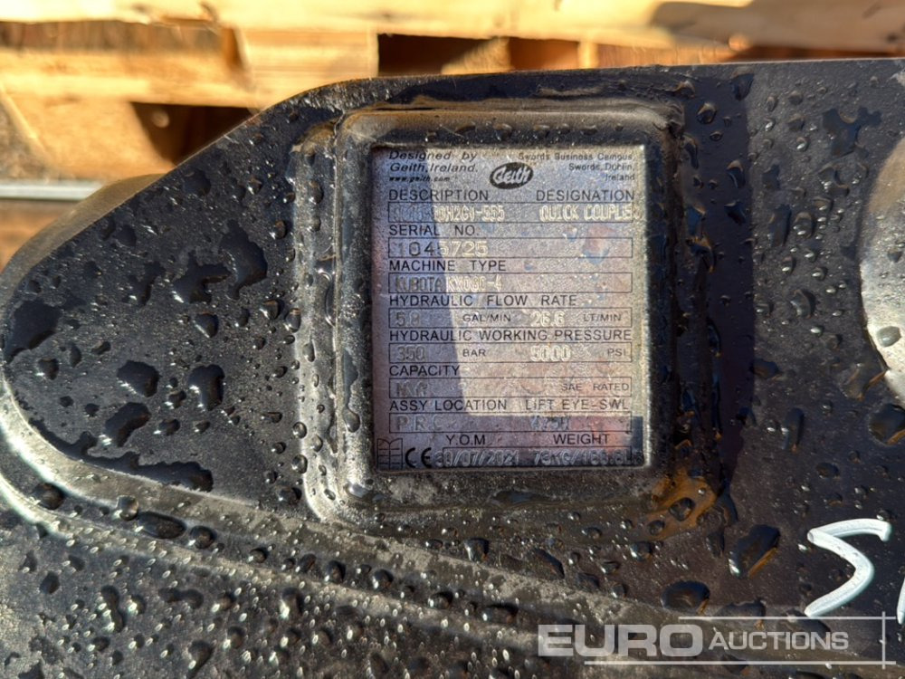 Geith Quick Coupler QC45-50H2G4-555 to suit Kubota KX080-4 (S/Ns 1045725, 1061012, 1053631, 1045727, 1045728) (5 of) - Bộ ghép nhanh: hình 5 Geith Quick Coupler QC45-50H2G4-555 to suit Kubota KX080-4 (S/Ns 1045725, 1061012, 1053631, 1045727, 1045728) (5 of) - Bộ ghép nhanh: hình 5