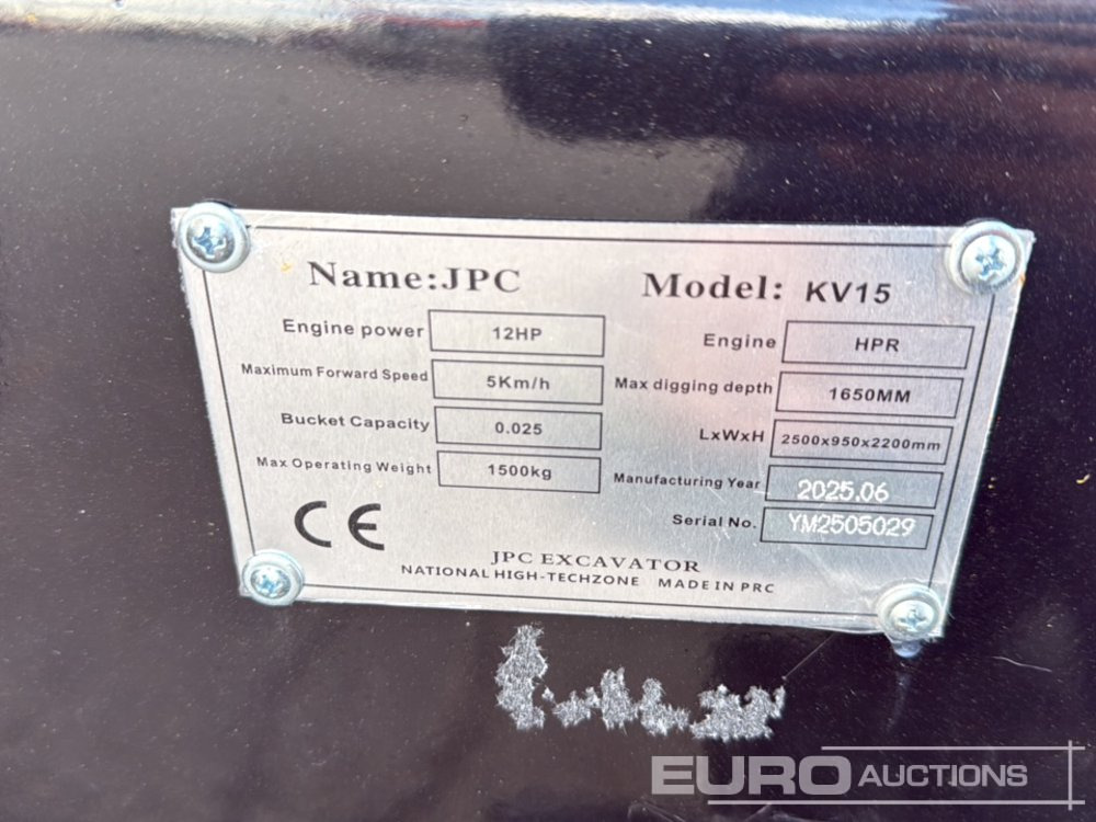 Máy xúc mini Unused 2025 JPC KV15: hình 40 Máy xúc mini Unused 2025 JPC KV15: hình 40