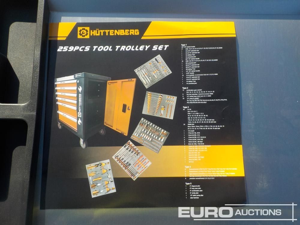 Trang thiết bị xưởng Unused Huttenberg Tools Trolley, 220Pcs, Complete with Tools, 6 Drawers  / Carro Porta Herramientas Completo, 6 Cajones: hình 9