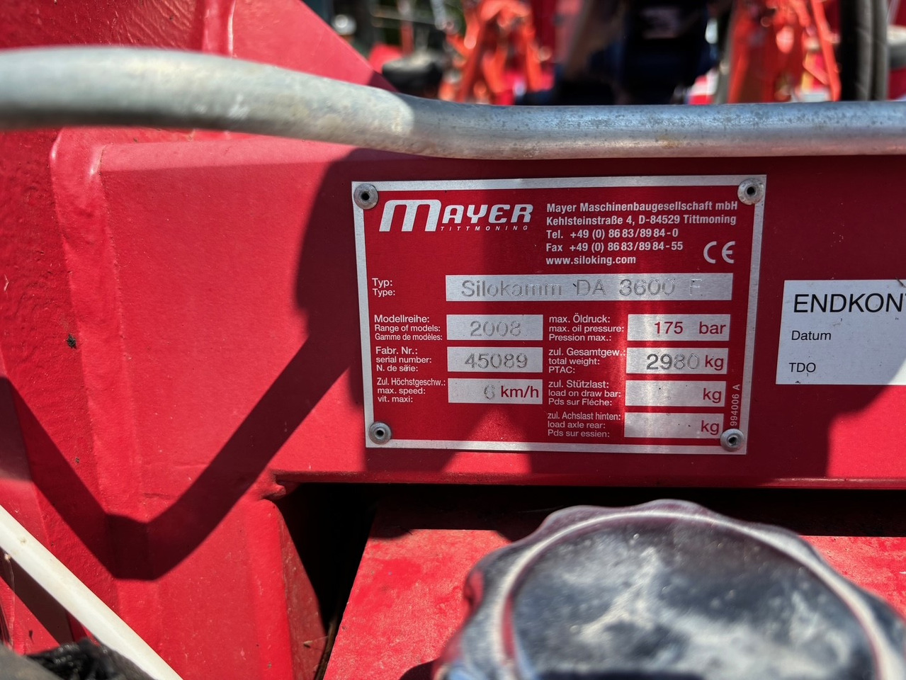 Mayer Siloking Silokamm DA 3600 F - Trang thiết bị hầm chứa: hình 2 Mayer Siloking Silokamm DA 3600 F - Trang thiết bị hầm chứa: hình 2