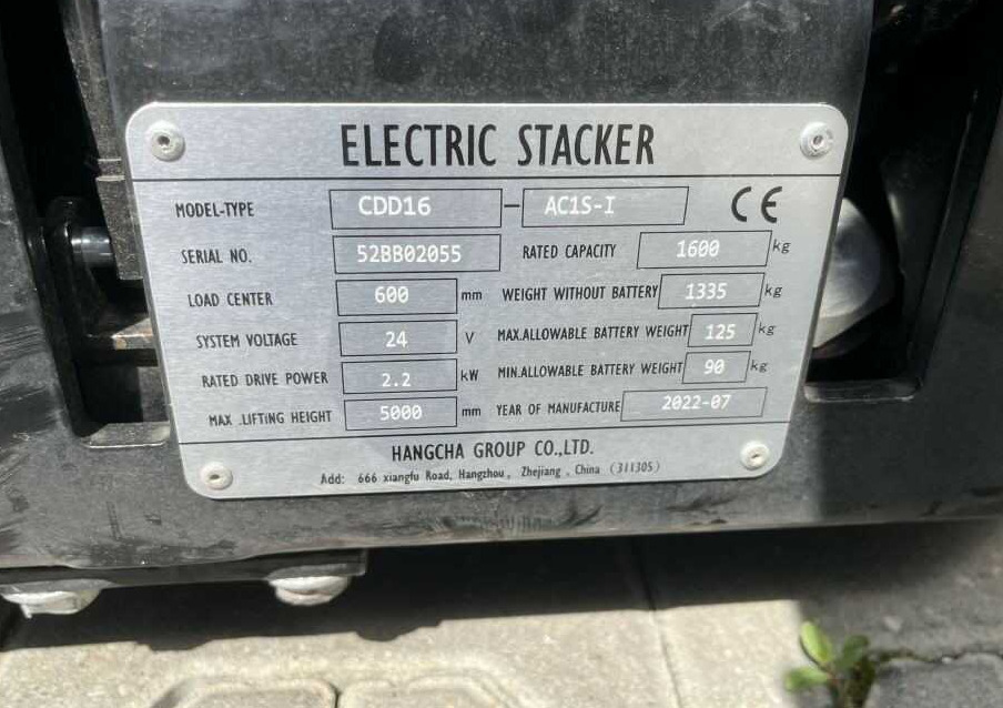 HC (Hangcha) CDD16 - Máy xếp chồng: hình 4 HC (Hangcha) CDD16 - Máy xếp chồng: hình 4