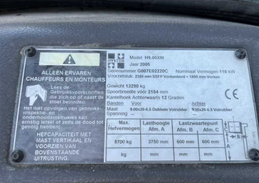 Hyster H9.00XM - Xe nâng diesel: hình 4 Hyster H9.00XM - Xe nâng diesel: hình 4