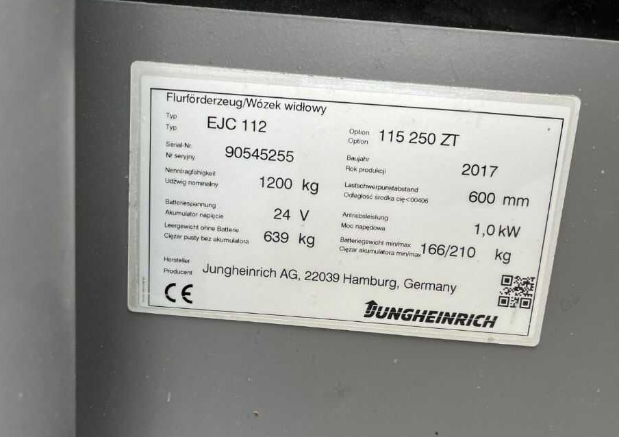 Jungheinrich EJC112 - Máy xếp chồng: hình 4 Jungheinrich EJC112 - Máy xếp chồng: hình 4
