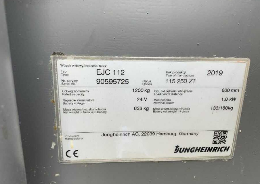 Jungheinrich EJC112 - Máy xếp chồng: hình 4 Jungheinrich EJC112 - Máy xếp chồng: hình 4