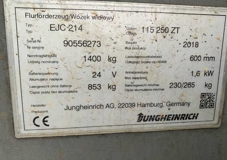 Jungheinrich EJC214 - Máy xếp chồng: hình 4 Jungheinrich EJC214 - Máy xếp chồng: hình 4