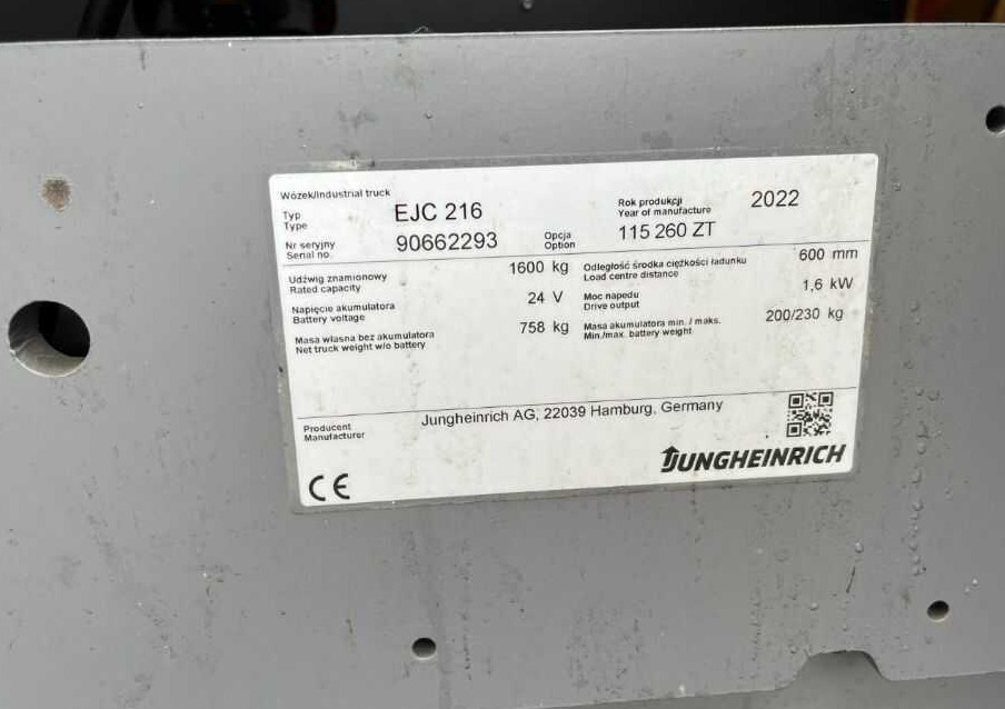 Jungheinrich EJC216 - Máy xếp chồng: hình 4 Jungheinrich EJC216 - Máy xếp chồng: hình 4