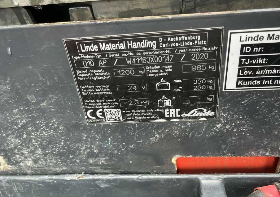 Linde D10AP - Máy xếp chồng: hình 4 Linde D10AP - Máy xếp chồng: hình 4