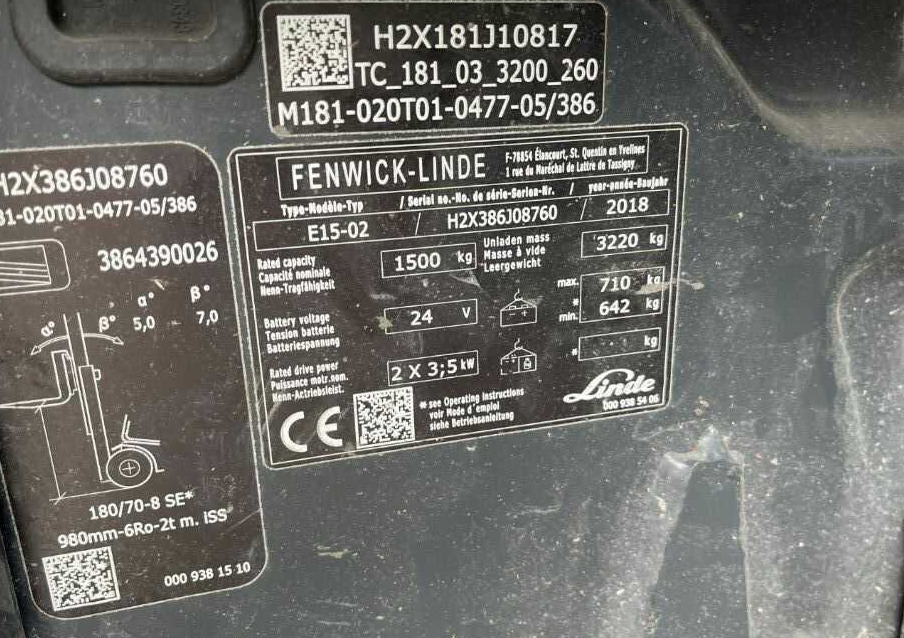 Linde E15-02 - Xe nâng điện: hình 3 Linde E15-02 - Xe nâng điện: hình 3