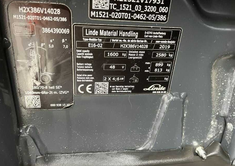Linde E16-02 - Xe nâng điện: hình 4 Linde E16-02 - Xe nâng điện: hình 4