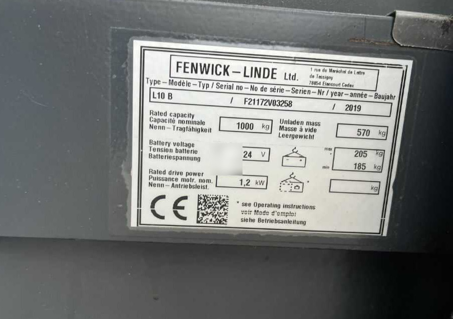 Linde L10B - Máy xếp chồng: hình 4 Linde L10B - Máy xếp chồng: hình 4