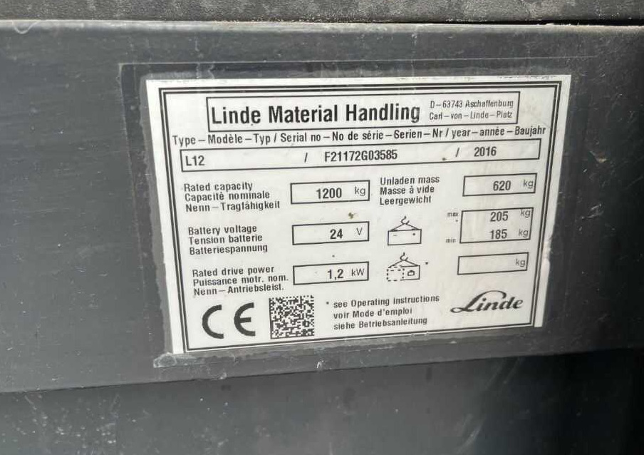 Linde L12 - Máy xếp chồng: hình 4 Linde L12 - Máy xếp chồng: hình 4