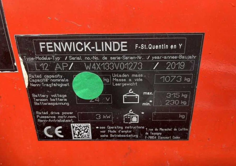 Linde L12AP - Máy xếp chồng: hình 4 Linde L12AP - Máy xếp chồng: hình 4