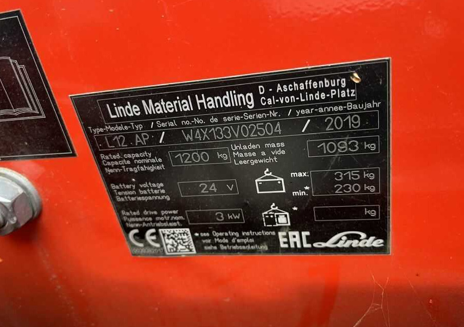 Linde L12AP - Máy xếp chồng: hình 4 Linde L12AP - Máy xếp chồng: hình 4