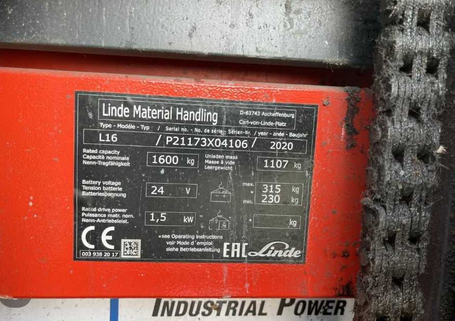 Linde L16 - Máy xếp chồng: hình 4 Linde L16 - Máy xếp chồng: hình 4