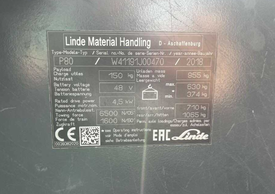 Linde P80 - Xe cày kéo: hình 4 Linde P80 - Xe cày kéo: hình 4