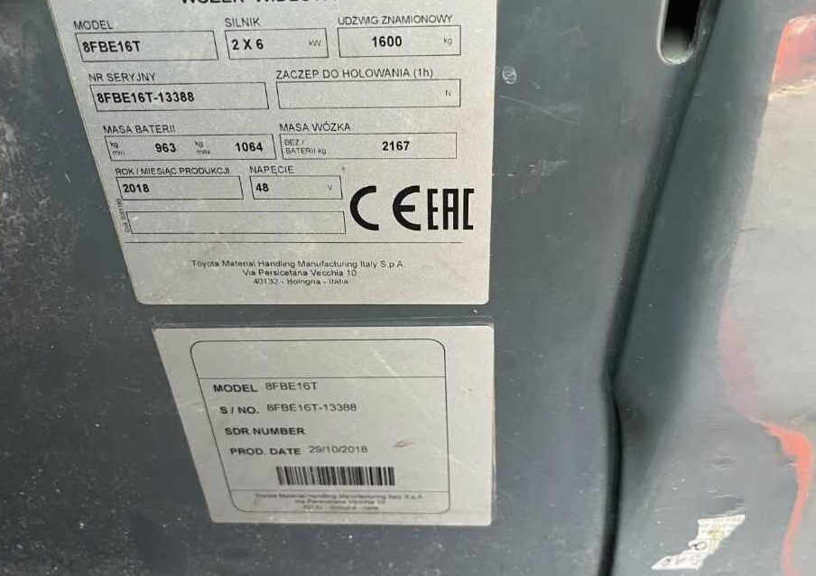 Toyota 8FBE16T - Xe nâng điện: hình 4 Toyota 8FBE16T - Xe nâng điện: hình 4