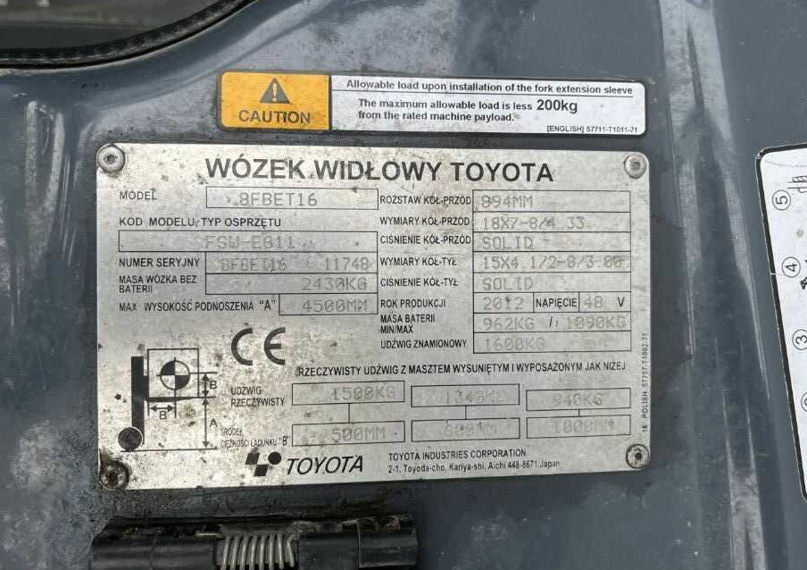 Toyota 8FBET16 - Xe nâng điện: hình 4 Toyota 8FBET16 - Xe nâng điện: hình 4