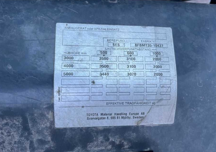 Toyota 8FBMT35 - Xe nâng điện: hình 5 Toyota 8FBMT35 - Xe nâng điện: hình 5