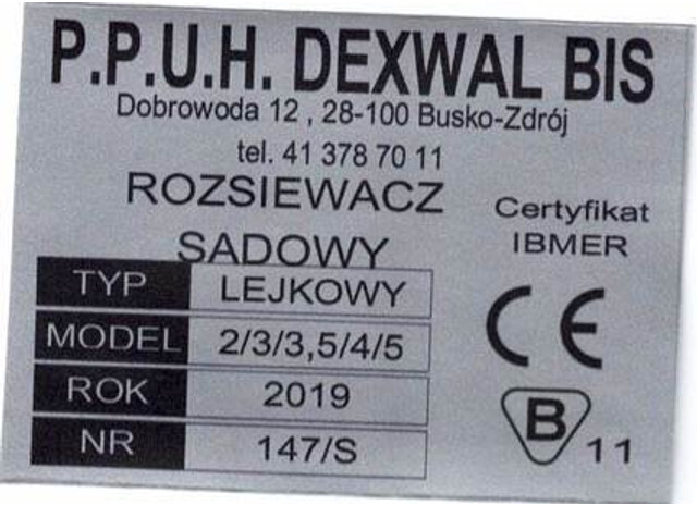 Dexwal rozsiewacz nawozów 300 l - Máy rải phân bón: hình 4 Dexwal rozsiewacz nawozów 300 l - Máy rải phân bón: hình 4