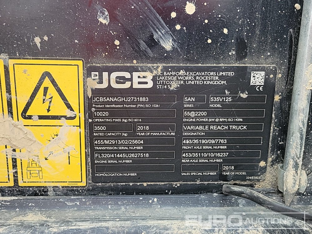 Xe nhấc hình viễn vọng kính 2018 JCB 535-125 Hi Viz: hình 47