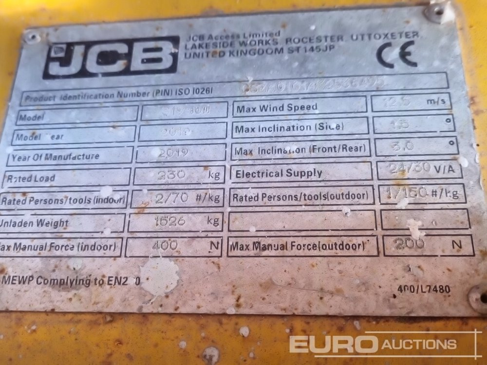 Nền bục trên không 2019 JCB S1930E: hình 35