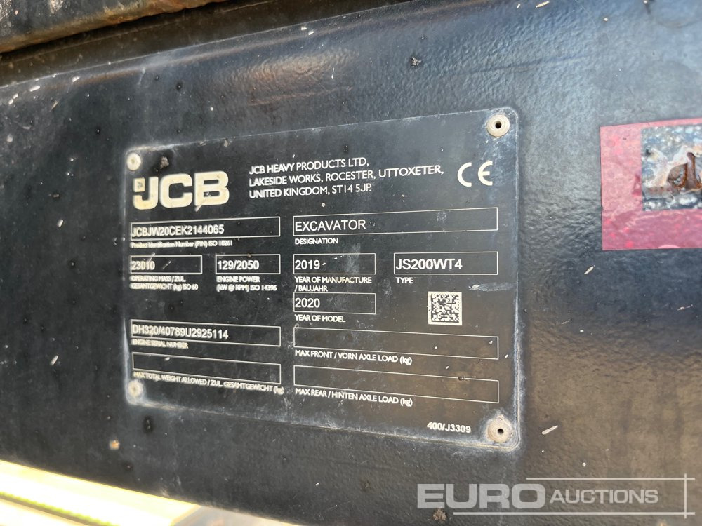 2020 JCB JS200W - Máy xúc bánh lốp: hình 2 2020 JCB JS200W - Máy xúc bánh lốp: hình 2