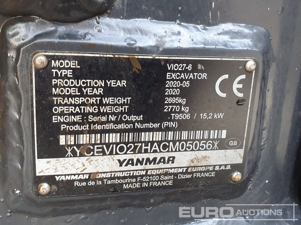 2020 Yanmar VIO27-6 - Máy xúc mini: hình 5 2020 Yanmar VIO27-6 - Máy xúc mini: hình 5