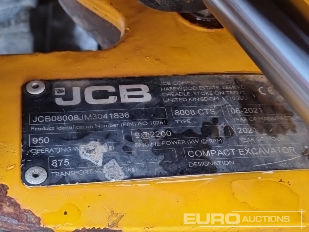 2021 JCB 8008CTS - Máy xúc mini: hình 1 2021 JCB 8008CTS - Máy xúc mini: hình 1