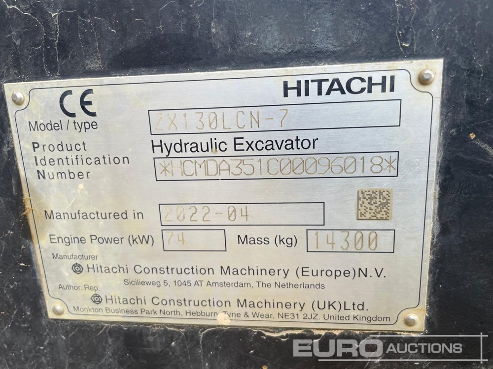 2022 Hitachi ZX130LCN-7 - Máy xúc bánh xích: hình 5 2022 Hitachi ZX130LCN-7 - Máy xúc bánh xích: hình 5