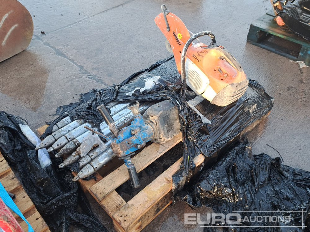 Pallet of Horizoltal Boring Bits, Air Breaker, Stihl TS410 Consaw - Máy nhựa đường: hình 2 Pallet of Horizoltal Boring Bits, Air Breaker, Stihl TS410 Consaw - Máy nhựa đường: hình 2