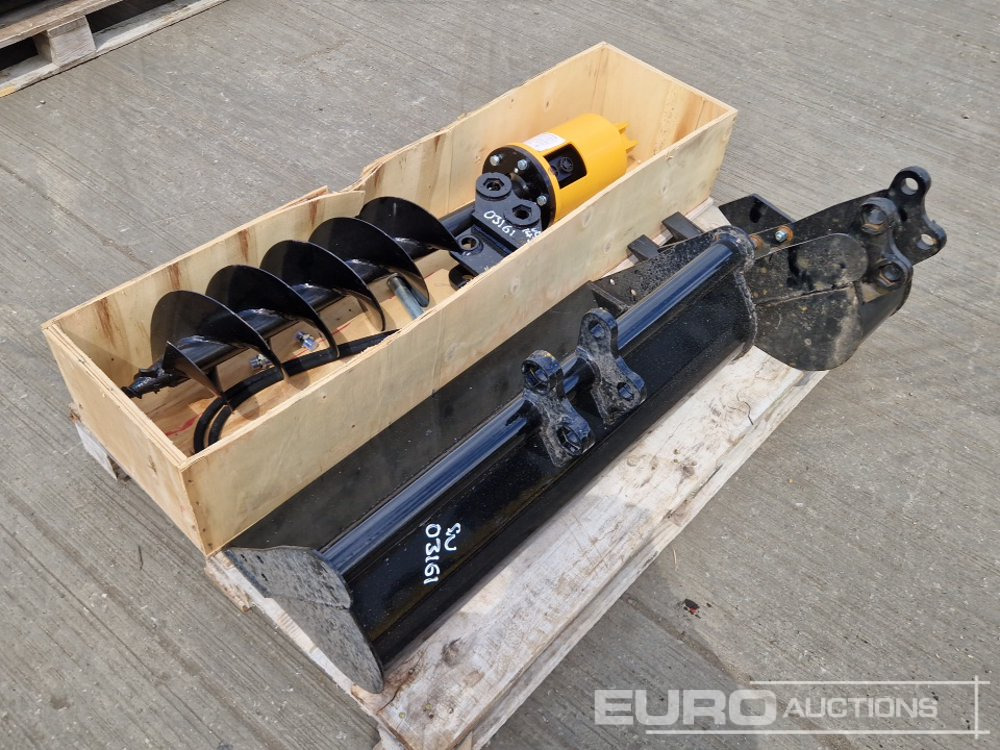 Unused 200mm Hydraulic Auger, 32" Ditching, 8" Digging Bucket 25mm Pin to suit Mini Excavator - Gầu: hình 3 Unused 200mm Hydraulic Auger, 32" Ditching, 8" Digging Bucket 25mm Pin to suit Mini Excavator - Gầu: hình 3