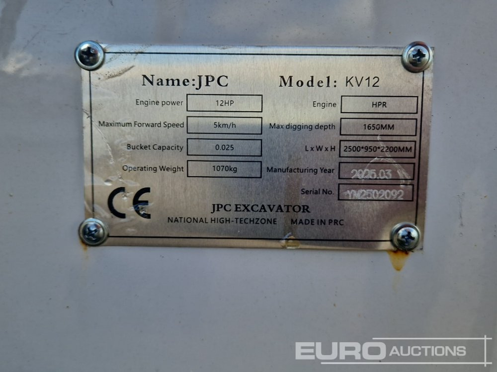 Máy xúc mini Unused 2025 JPC KV12: hình 40