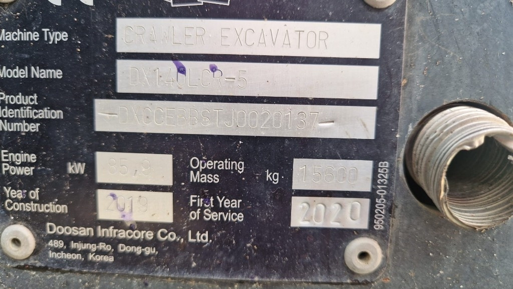Máy xúc bánh xích Doosan DX 140 LCR: hình 9