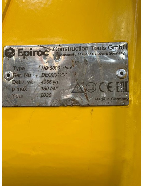 Epiroc HB5800 - Búa thủy lực cho Máy móc xây dựng: hình 1 Epiroc HB5800 - Búa thủy lực cho Máy móc xây dựng: hình 1