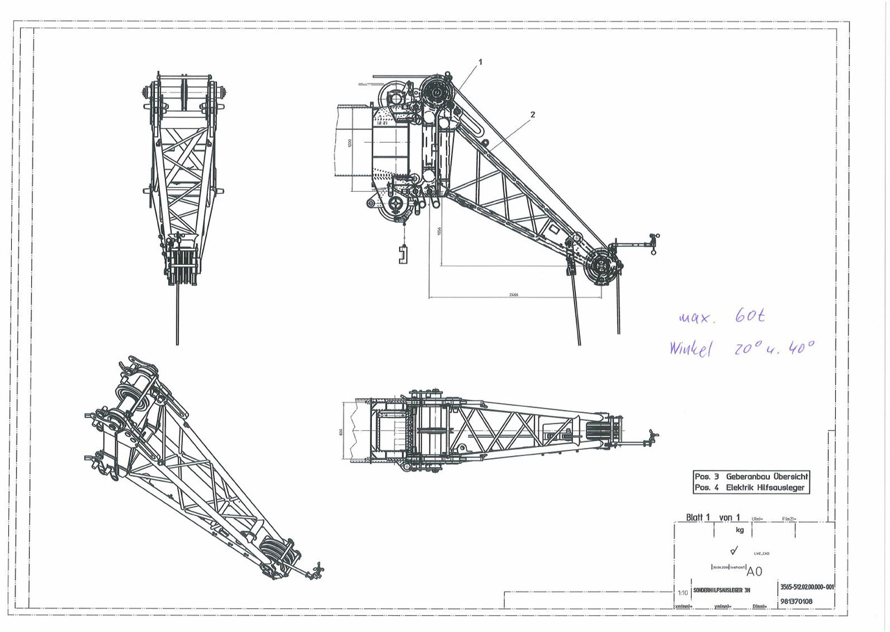 Liebherr Zubehör = LTM 1300/1 u. LTM 1300-6.1 / MONTAGESPITZE - SONDERSPITZE 60 t - Cẩu bánh lốp: hình 2 Liebherr Zubehör = LTM 1300/1 u. LTM 1300-6.1 / MONTAGESPITZE - SONDERSPITZE 60 t - Cẩu bánh lốp: hình 2