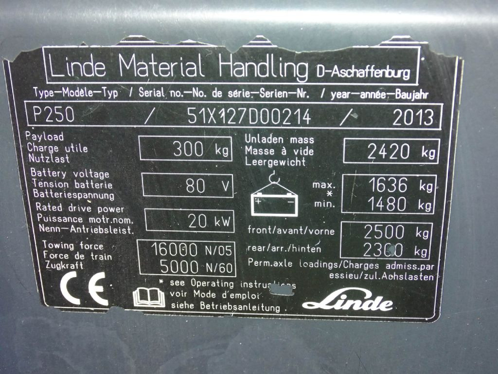 Linde P250 - Xe cày kéo: hình 5 Linde P250 - Xe cày kéo: hình 5